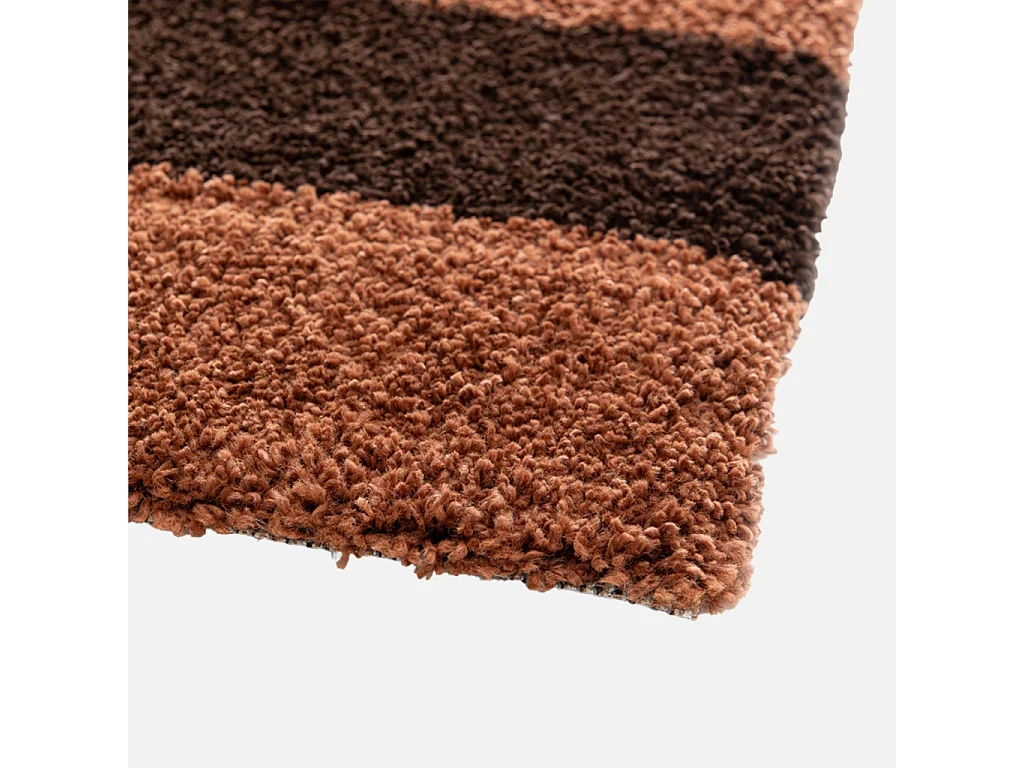 Tappeto da interno a righe marroni e terracotta, Novix, 230x160x3 cm