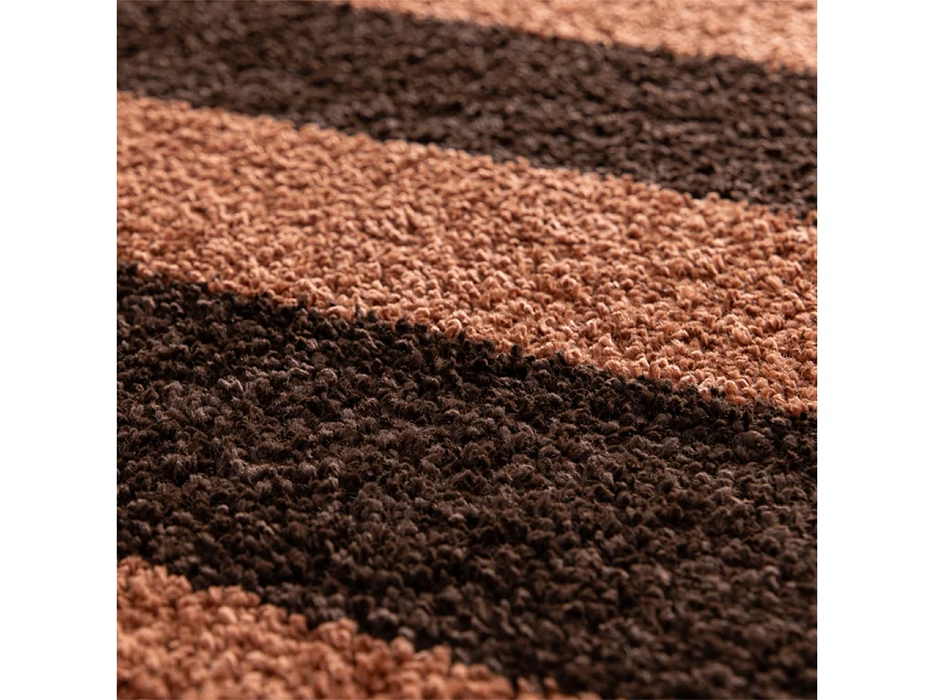 Tappeto da interno a righe marroni e terracotta, Novix, 230x160x3 cm