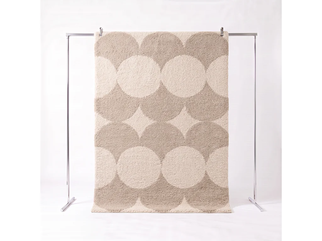 Tapis intérieur motif ronds crème et beige 160 x 230cm - Stella