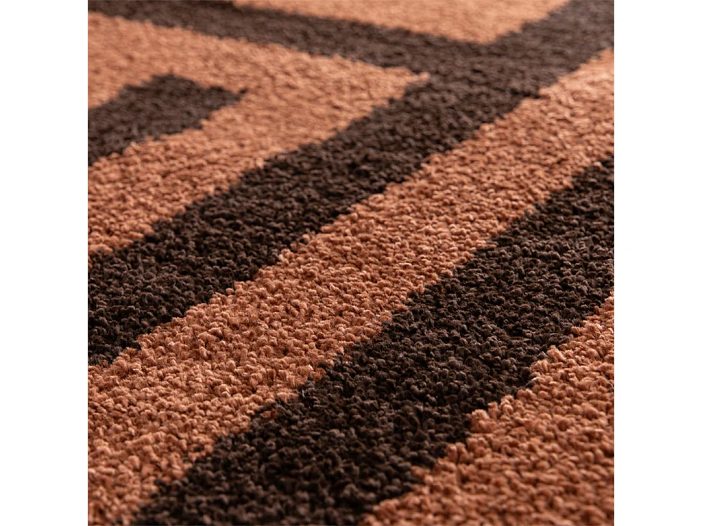 Tappeto da interno con motivi geometrici marroni e terracotta, Movia, 290x200x3 cm