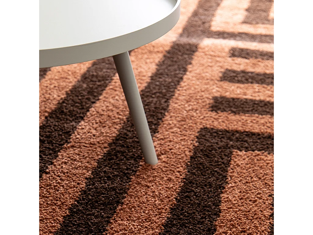 Tappeto da interno con motivi geometrici marroni e terracotta, Movia, 290x200x3 cm