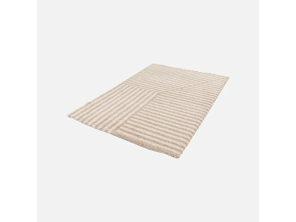 Tapis intérieur rayures beige et crème 80x150cm - Telya