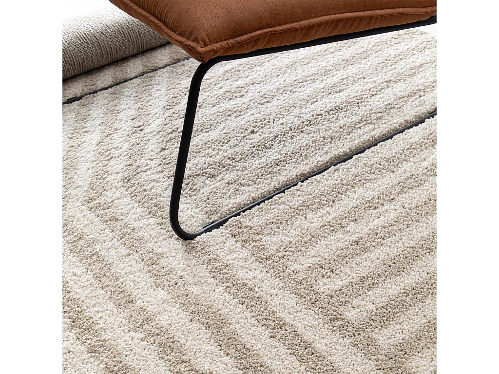 Tapis intérieur rayures beige et crème 80x150cm - Telya