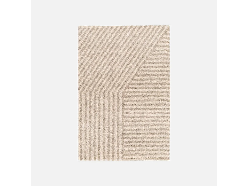 Tappeto da interno a righe beige e crema, Telya, 170x120x3 cm