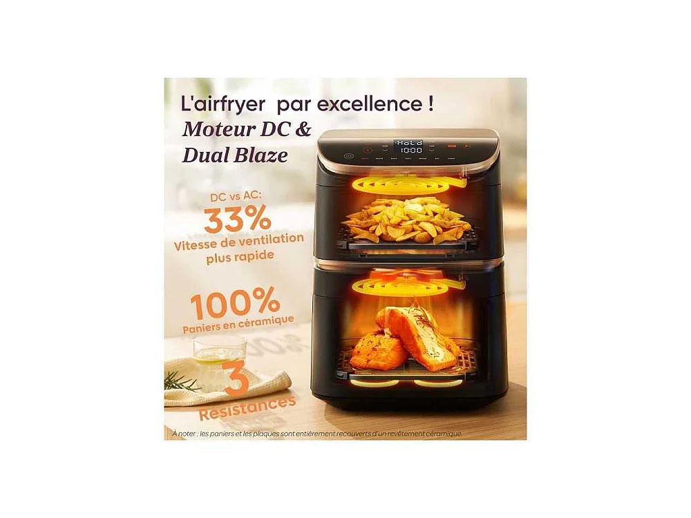 Cosori FRIGGITRICE AD ARIA Turbo Tower Pro Smart, 2630W, 10,8 Litri con Rivestimento Ceramico, Doppia Resistenza, Cottura a 3 Livelli, 7 Funzioni, 2 Motori DC, Wifi