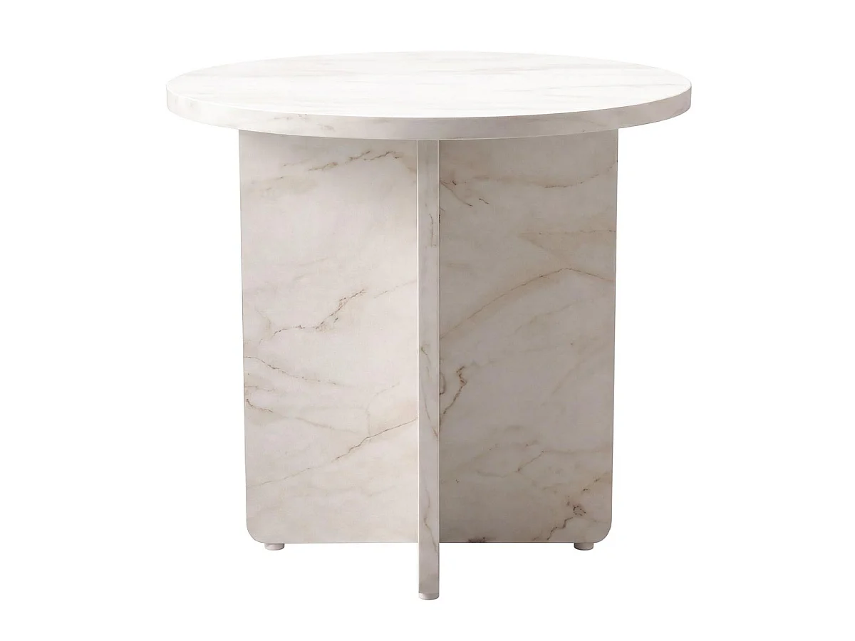 Table d'Appoint Effet Marbre "Alesund" 50cm Beige
