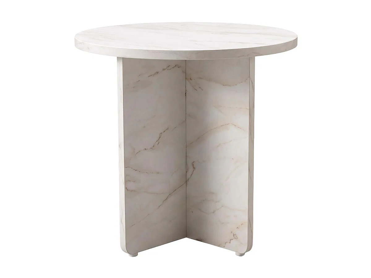 Table d'Appoint Effet Marbre "Alesund" 50cm Beige