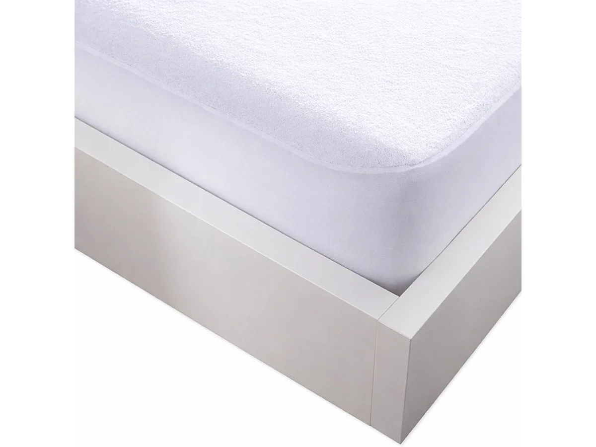 Protège matelas 90x190cm en polyester bouclette éponge blanc imperméable - HERMIONE