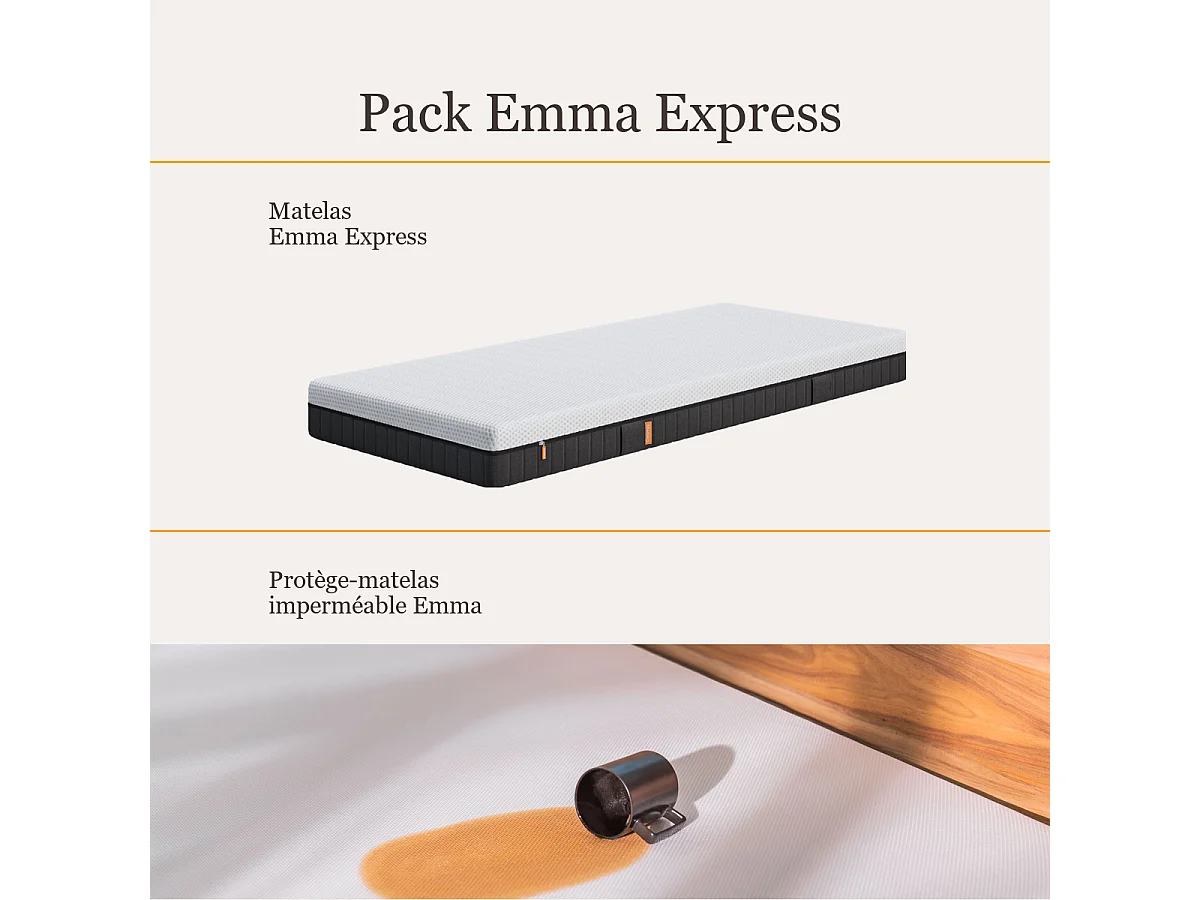 Pack Matelas Emma Express + protège-matelas imperméable 140x190