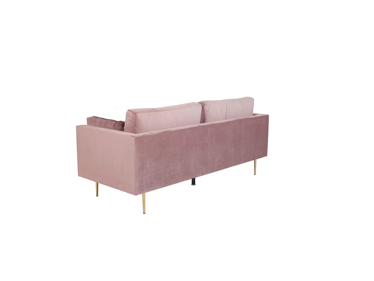 Canapé 3 Places en Velours "Boom" 203cm Rose & Or