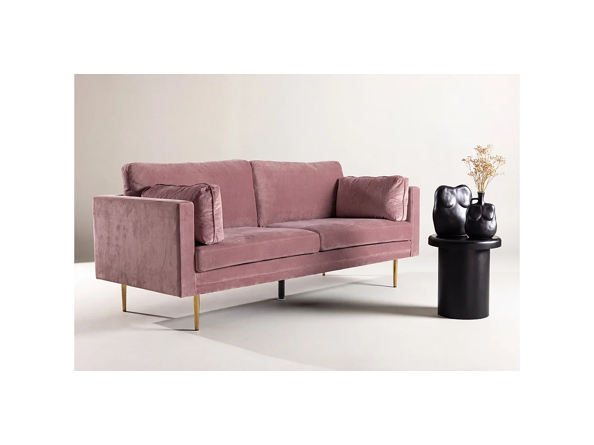 Canapé 3 Places en Velours "Boom" 203cm Rose & Or