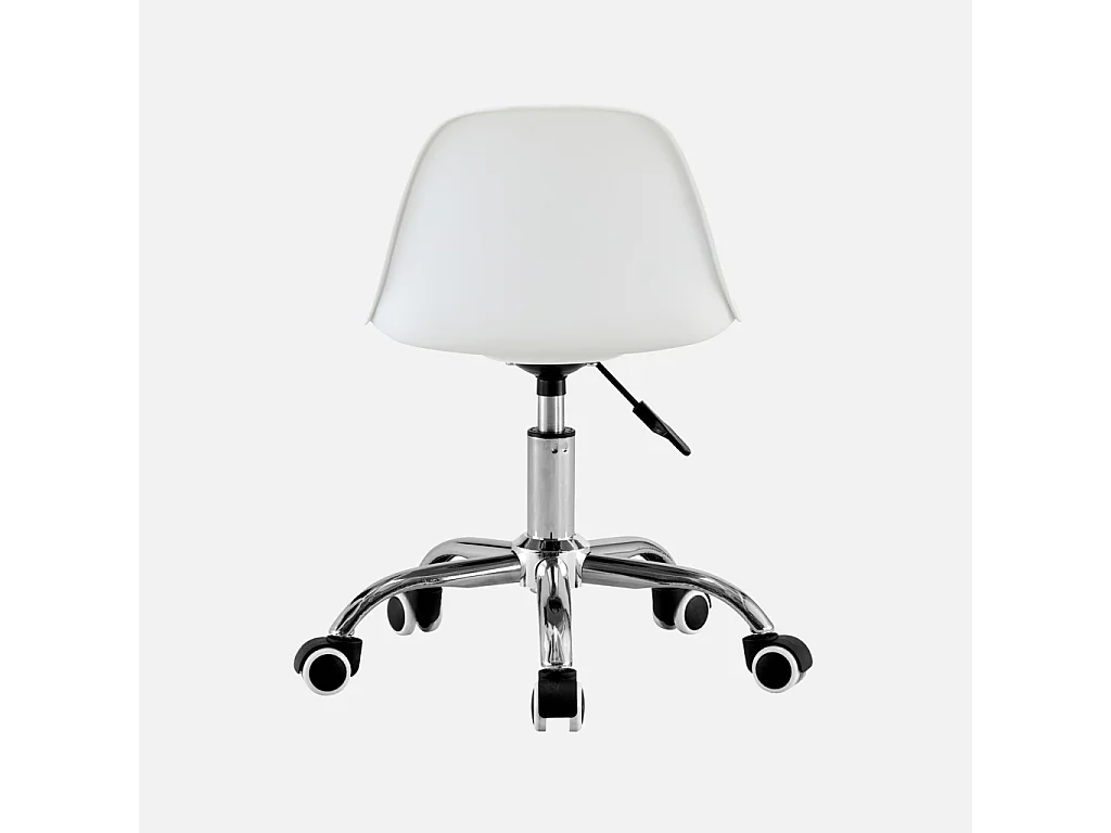 Silla de oficina infantil con ruedas ajustable, base cromada, Blanco