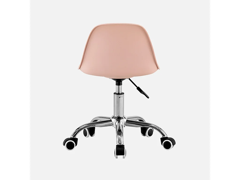 Chaise de bureau enfant à roulettes ajustable piètement chromé rose pâle - Manel