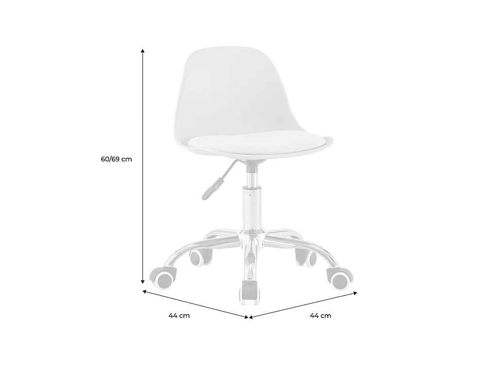 Chaise de bureau enfant à roulettes ajustable piètement chromé rose pâle - Manel