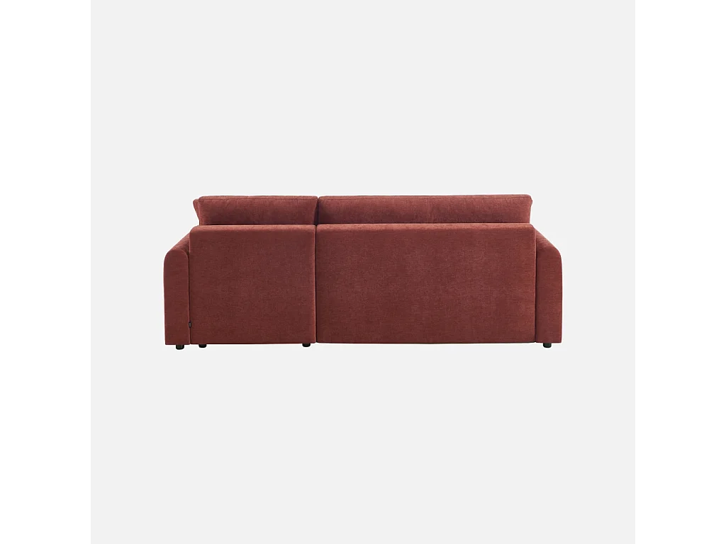 Canapé d'angle réversible. convertible. 3 places tissu chenille avec coffre brique - Berlin