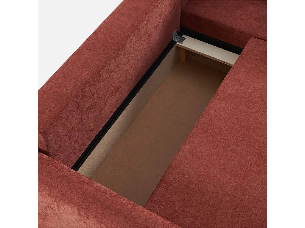 Canapé d'angle réversible. convertible. 3 places tissu chenille avec coffre brique - Berlin