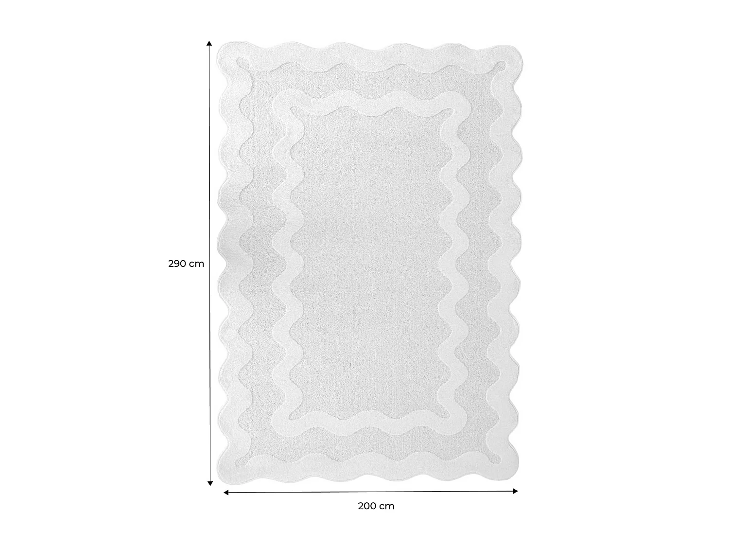 Tapis intérieur motif vague blanc et crème 200x290cm - Amaia