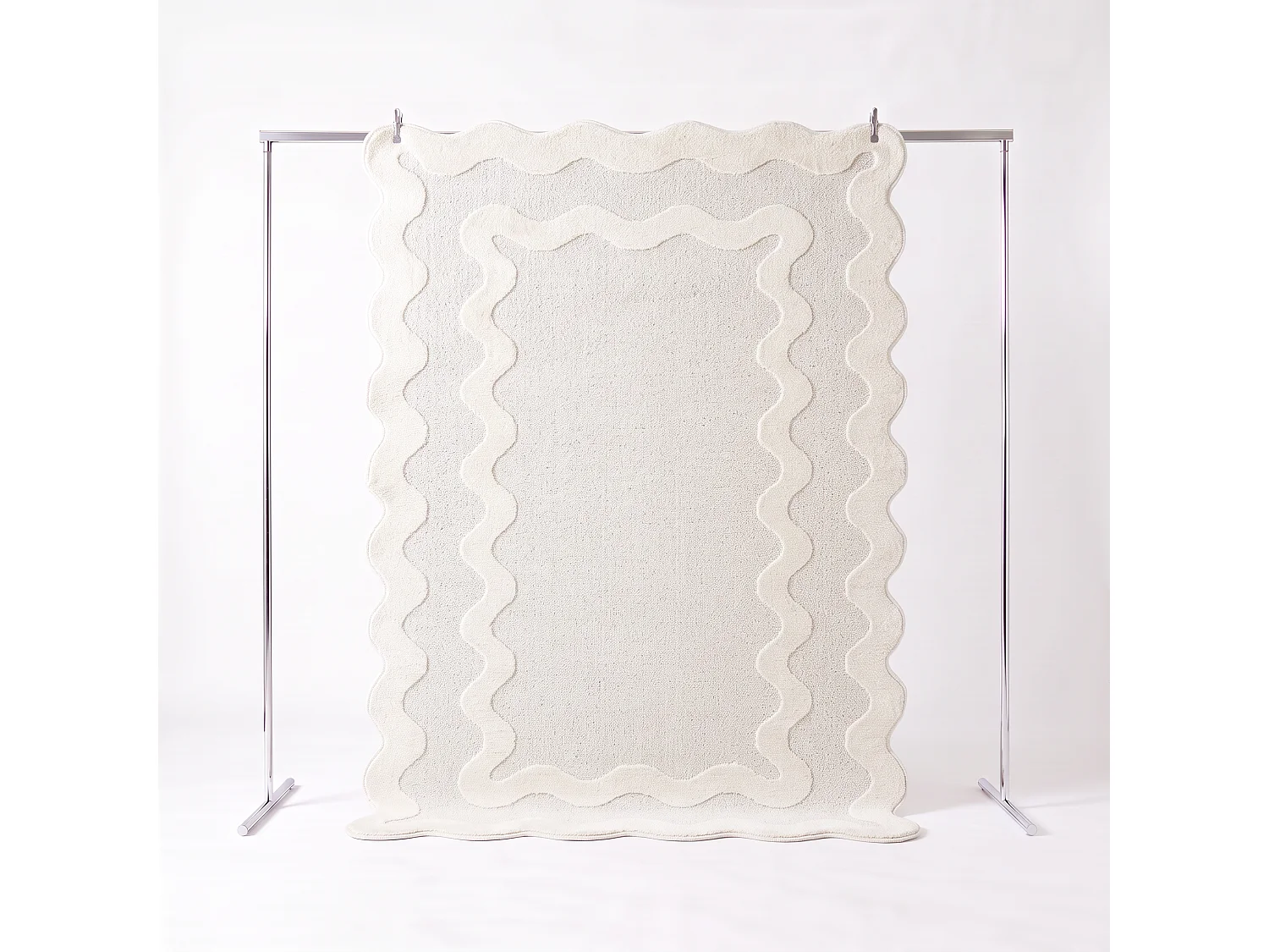 Tapis intérieur motif vague blanc et crème 200x290cm - Amaia