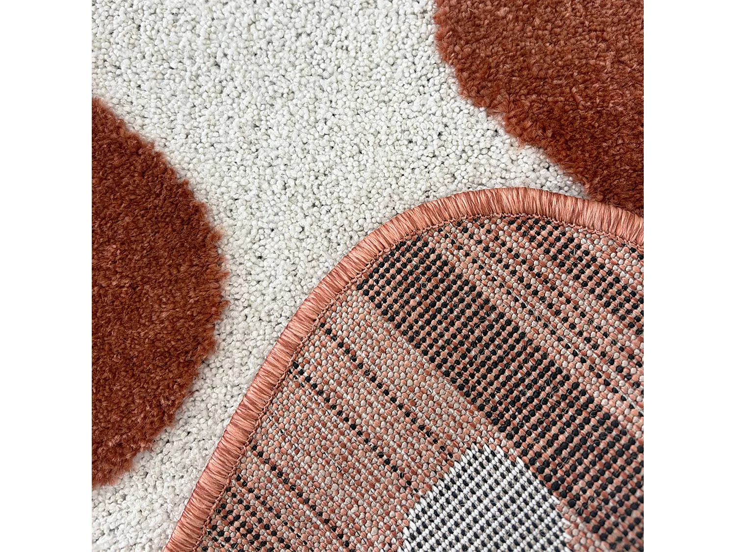 Tapis intérieur motif vague terracotta et crème 200x290cm - Amaia
