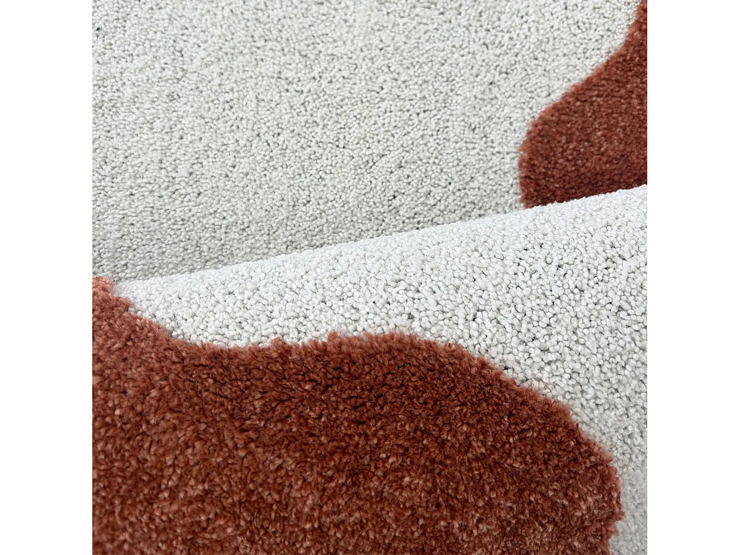 Tapis intérieur motif vague terracotta et crème 200x290cm - Amaia