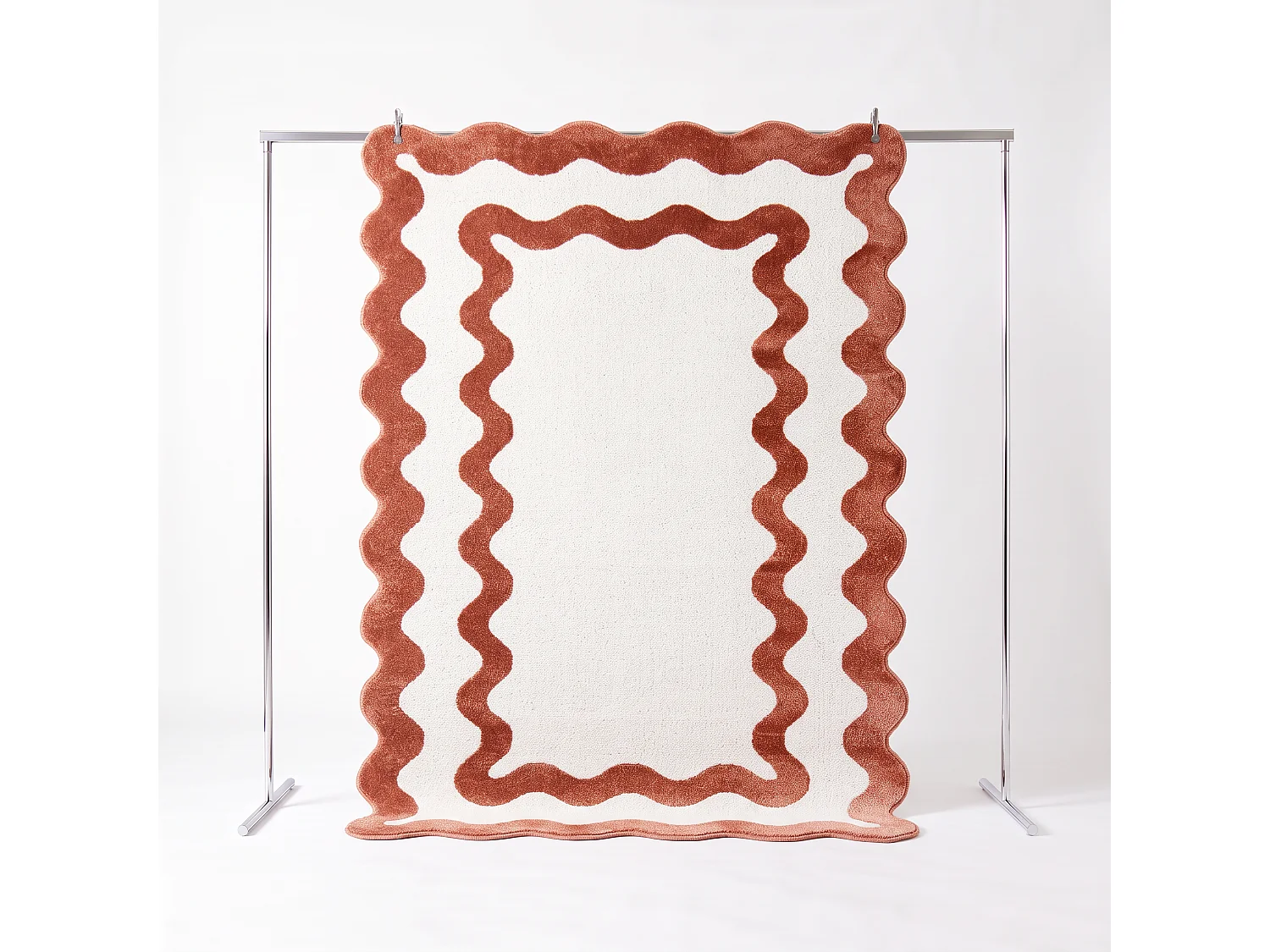 Tapis intérieur motif vague terracotta et crème 200x290cm - Amaia