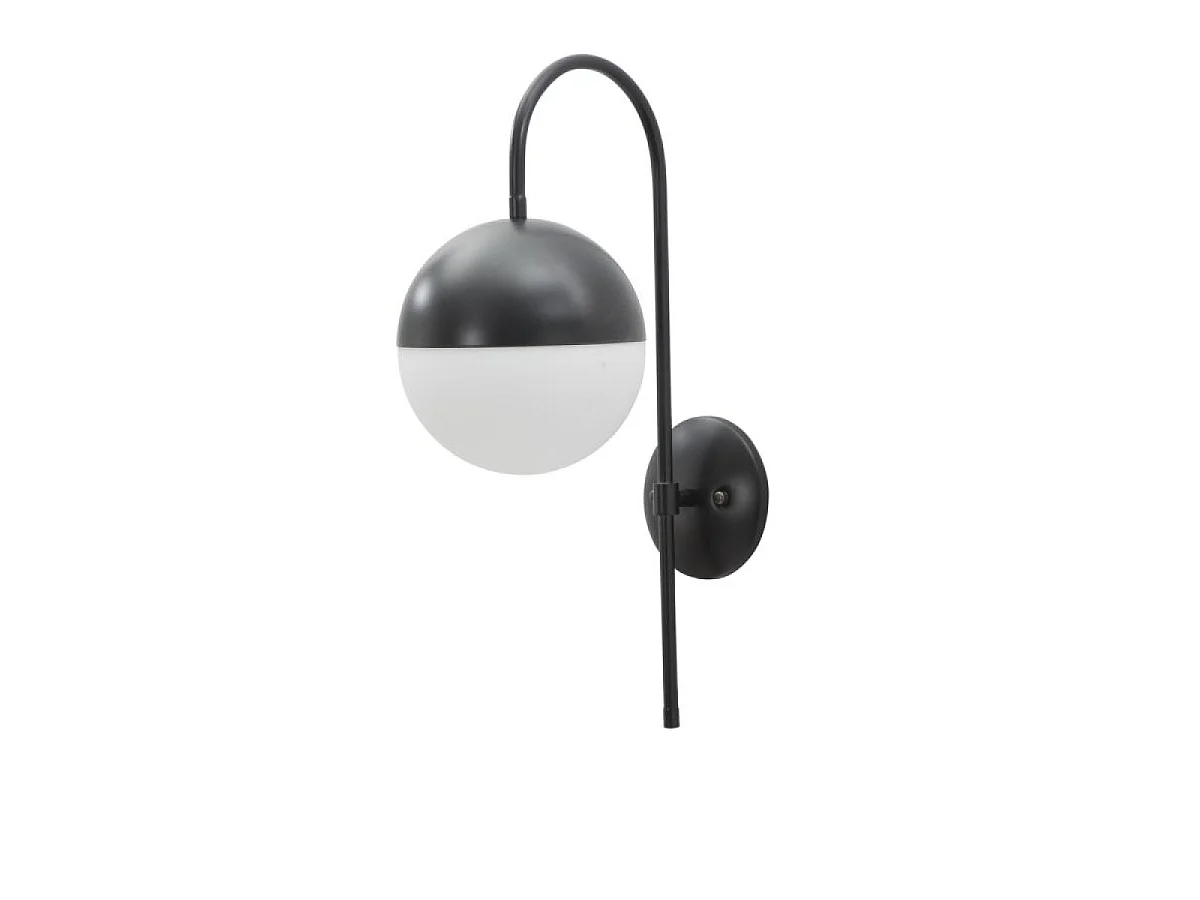 Kinkiet ścienny w kształcie kuli ze szkła i metalu, 51 cm, Azélie Noir