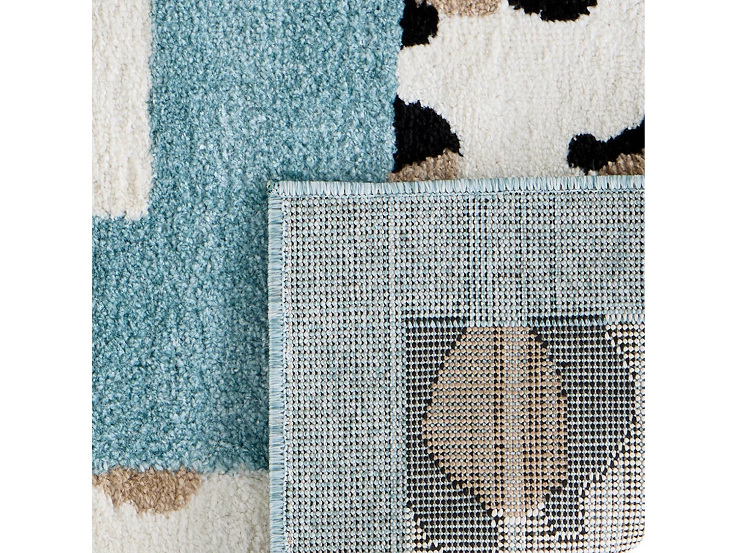 Tapis intérieur motif léopard bleu clair et crème 160x230cm - Yuna