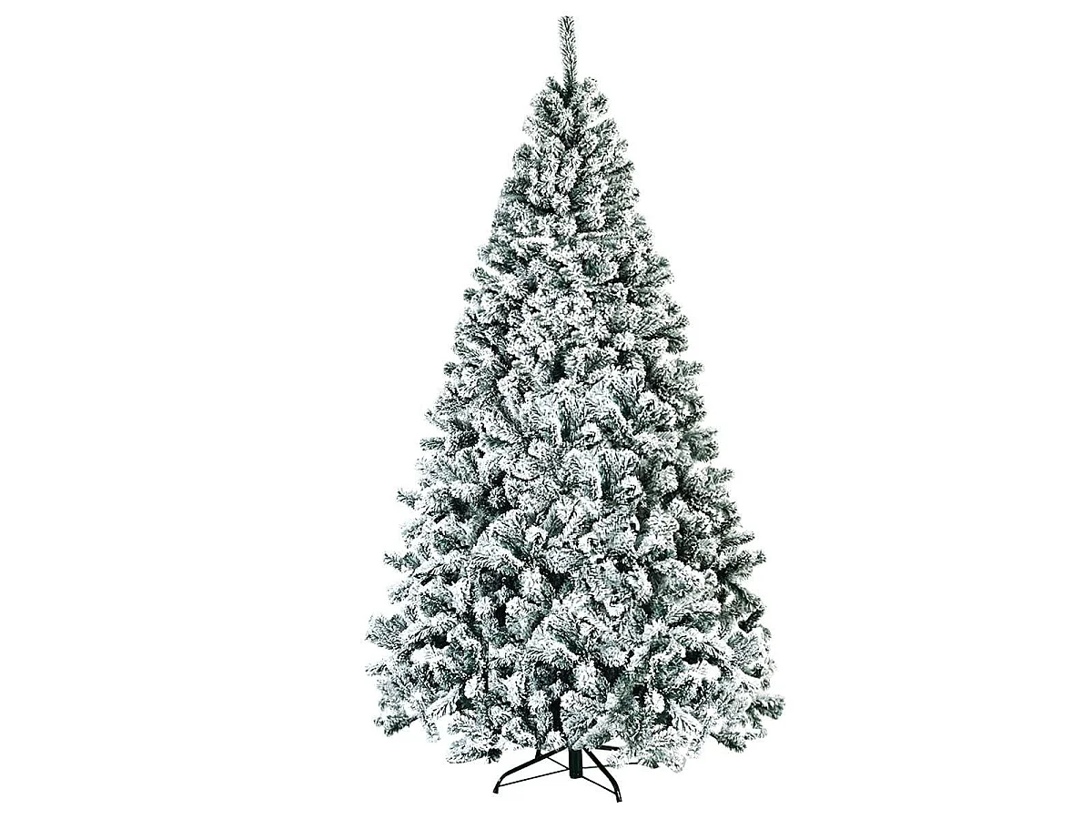 Albero di Natale innevato 225 cm, Albero di Natale artificiale non illuminato e con cerniere