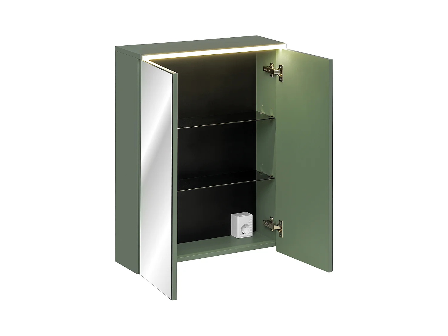 Badkamerspiegelkast 60 cm met LED-verlichting, saliegroen