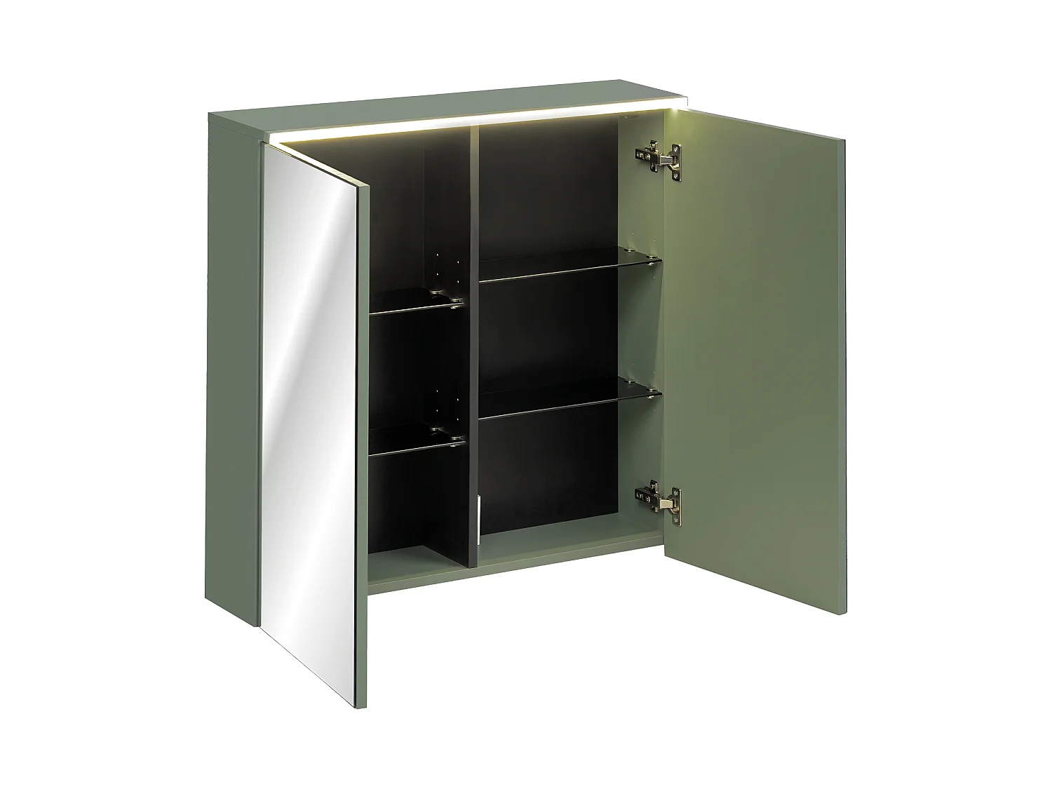 Badkamerspiegelkast 80 cm met LED-verlichting, saliegroen