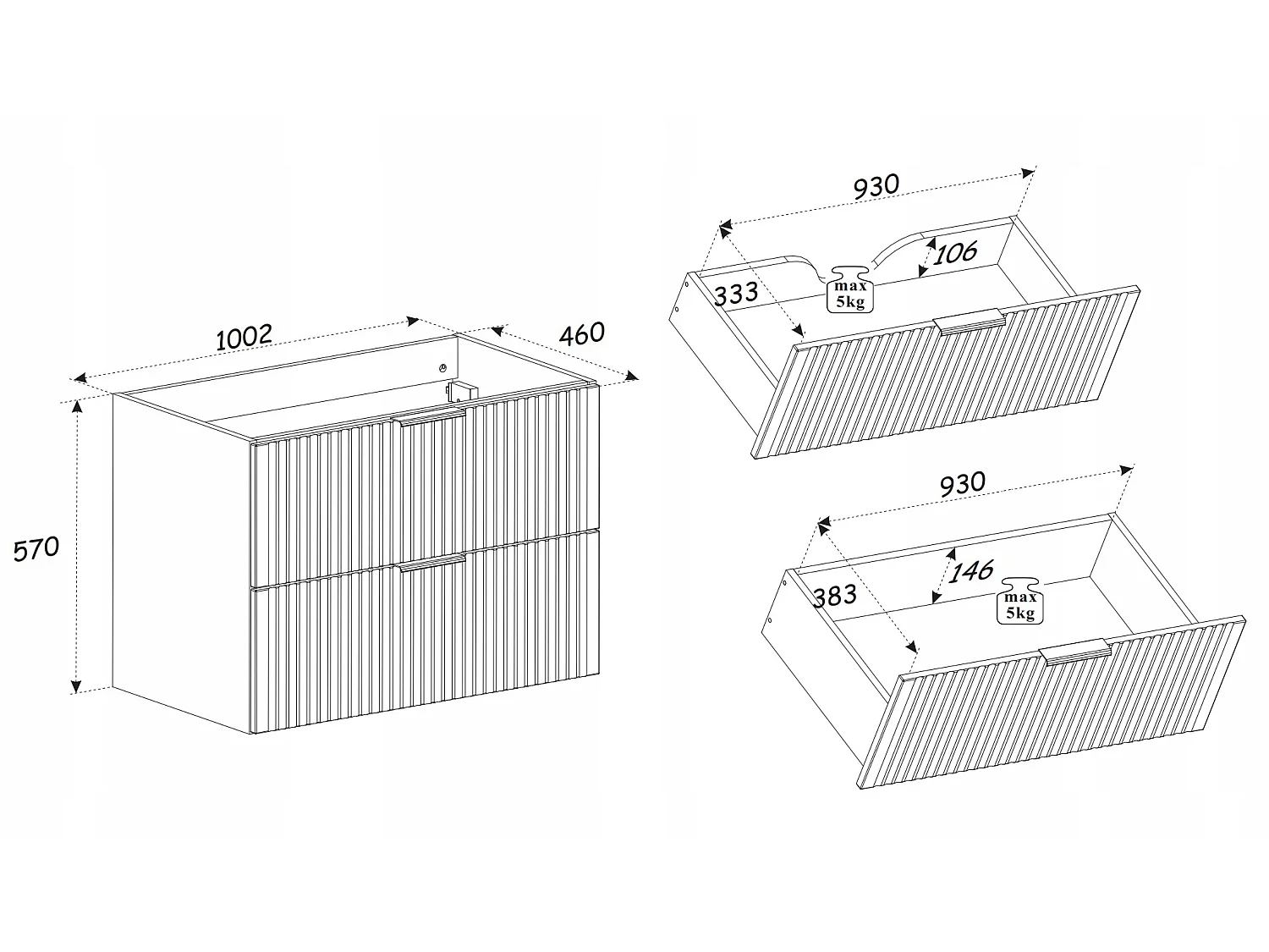 Conjunto de muebles Xilo 100 cm con lavabo sobre encimera y encimera en roble Wotan