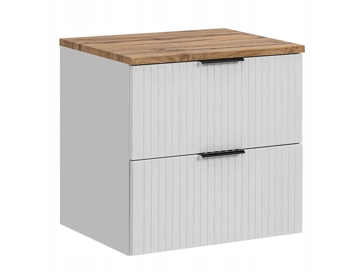Ensemble de meubles 60 cm Adel White avec vasque à poser Anna, armoire haute, miroir et lampe LED