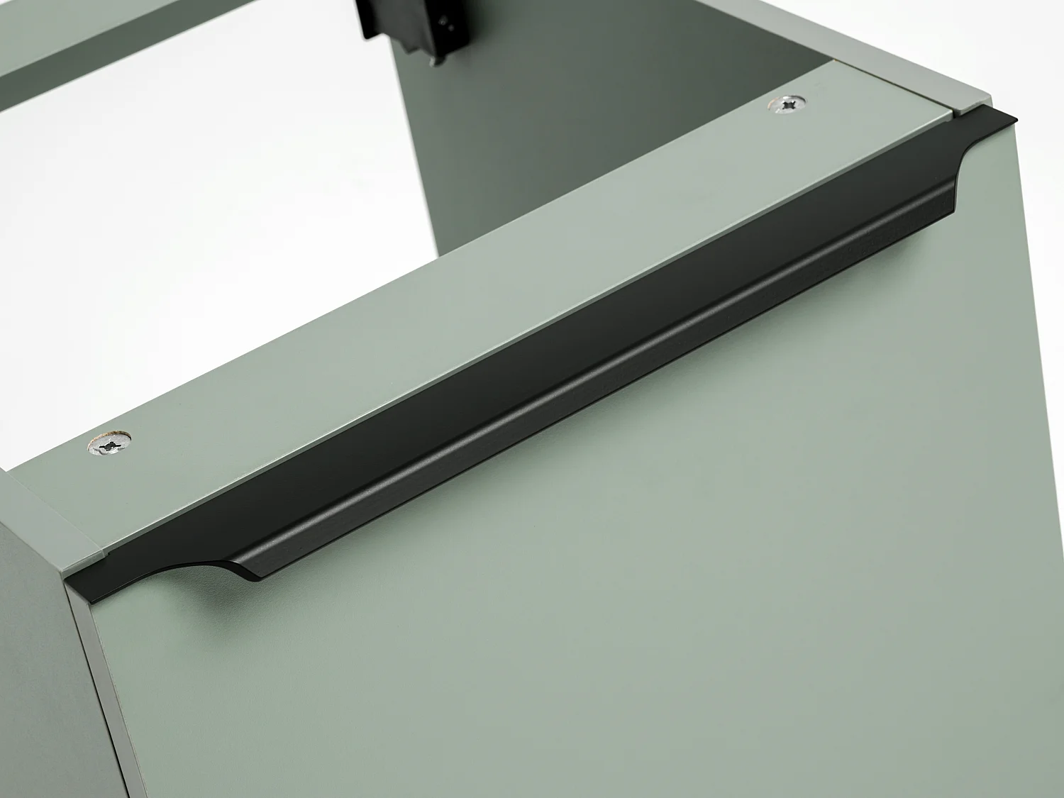 Badkamerkast 40 cm met wasmand en blad, saliegroen