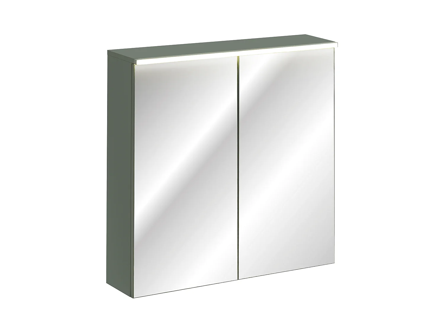 Badkamermeubelset 100 cm met kast, spiegel en LED-verlichting, saliegroen