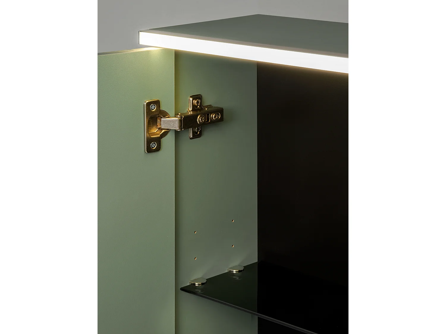 Badkamermeubelset 100 cm met kast, spiegel en LED-verlichting, saliegroen