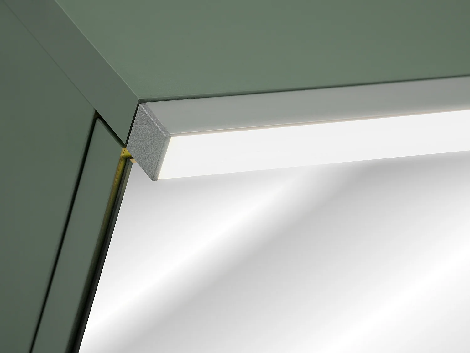 Badkamermeubelset 100 cm met kast, spiegel en LED-verlichting, saliegroen