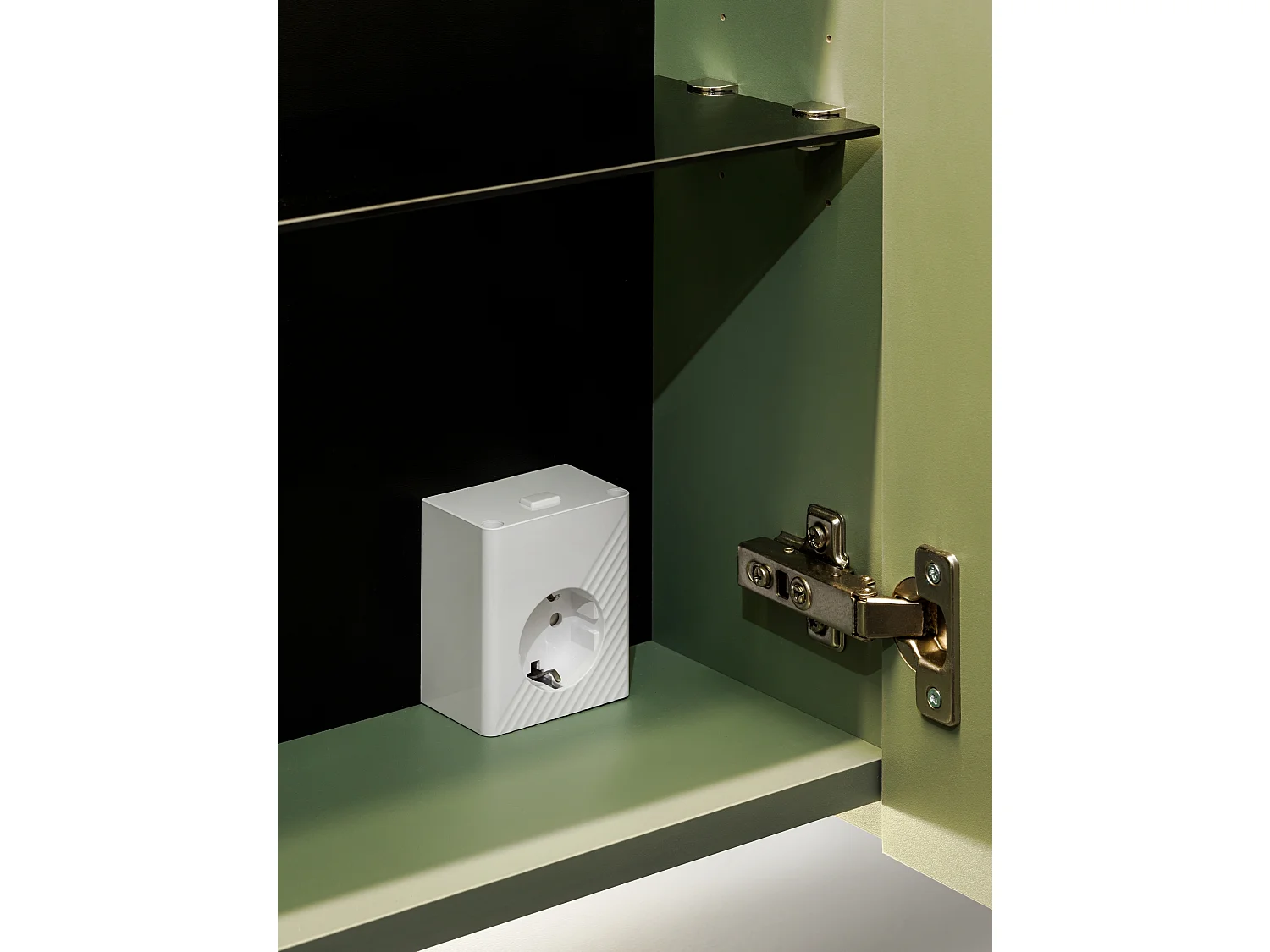 Badkamermeubelset 80 cm met kast, spiegel en LED-verlichting, saliegroen