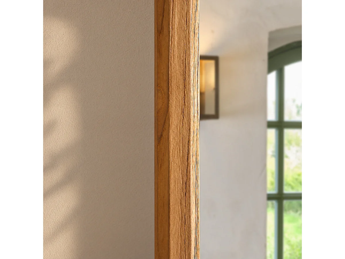 Espejo rectangular de teca maciza natural, 70 L x 80 H