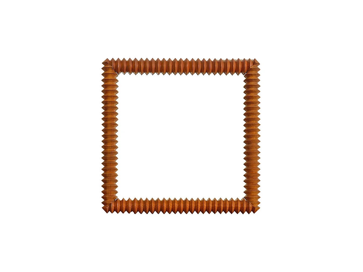 Espejo cuadrado de madera maciza de mindi marrón, 56,5 L x 56,5 H