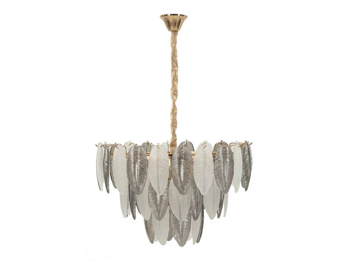 Lampa wisząca piórko szkło i metal Leafy Szary
