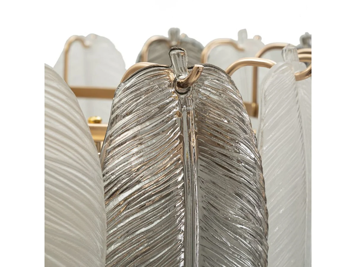 Lampa wisząca piórko szkło i metal Leafy Szary