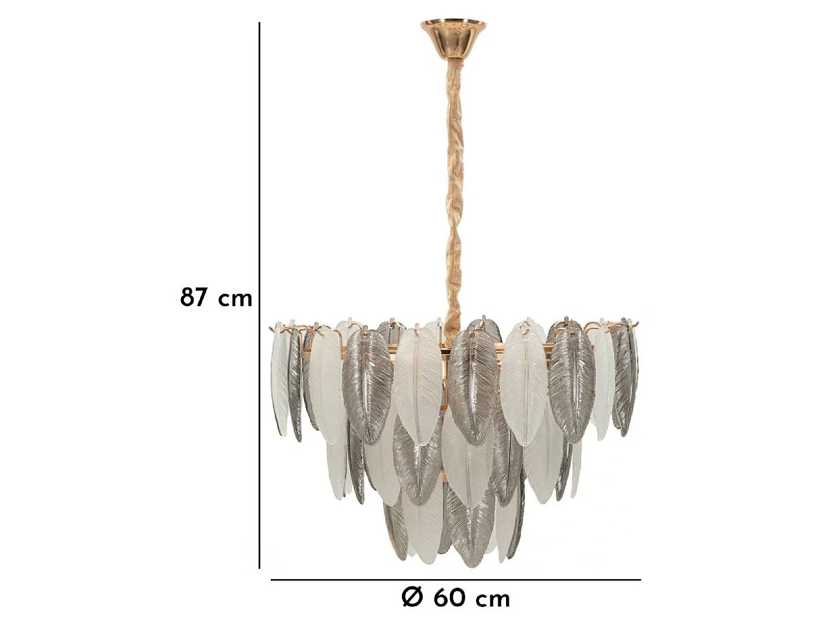 Lampa wisząca piórko szkło i metal Leafy Szary
