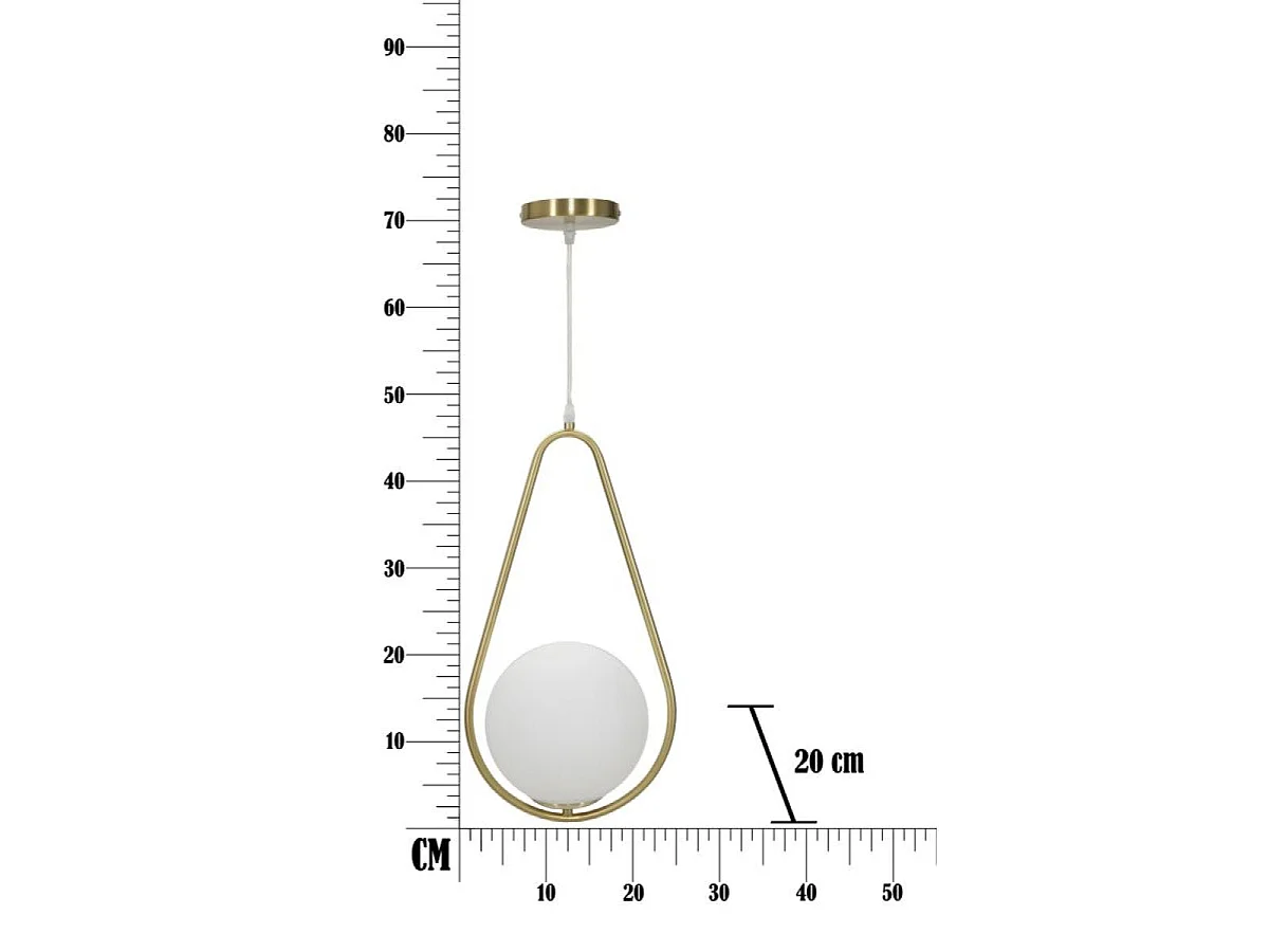 Lampa wisząca 1 klosz szklany 46 cm Azélie Złoty