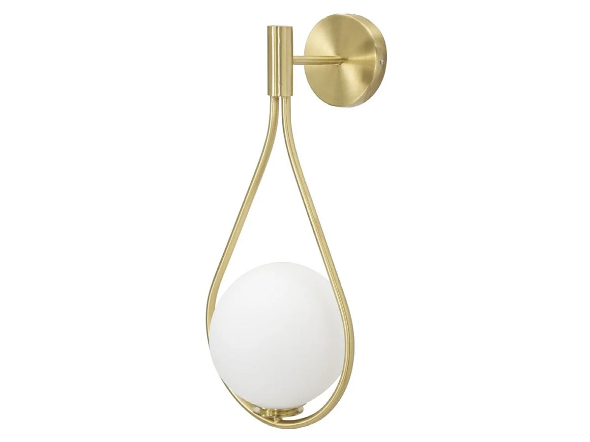 Kinkiet ścienny z jedną szklaną kulą i metalową ramą, 52 cm, Azélie Doré