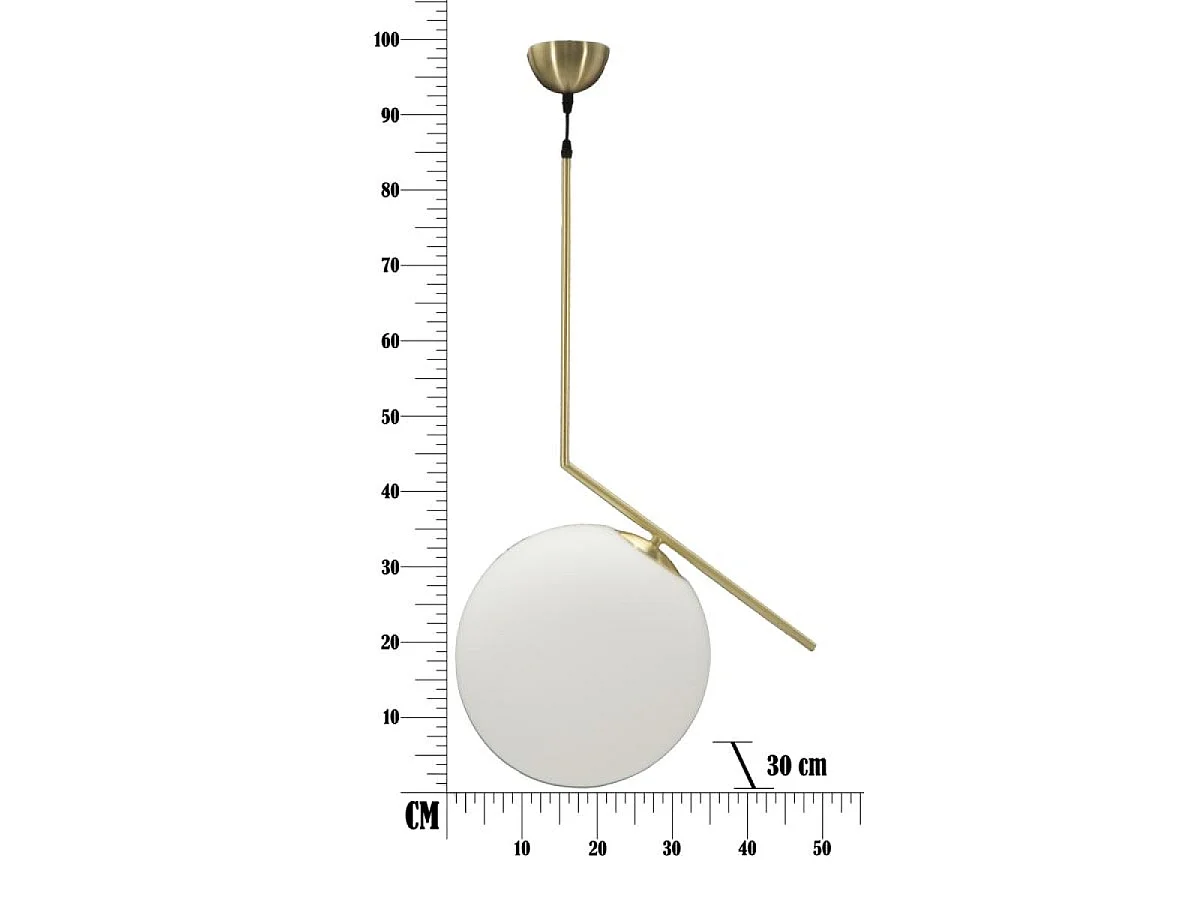 Lampa wisząca 1 klosz szklany Azélie Złoty