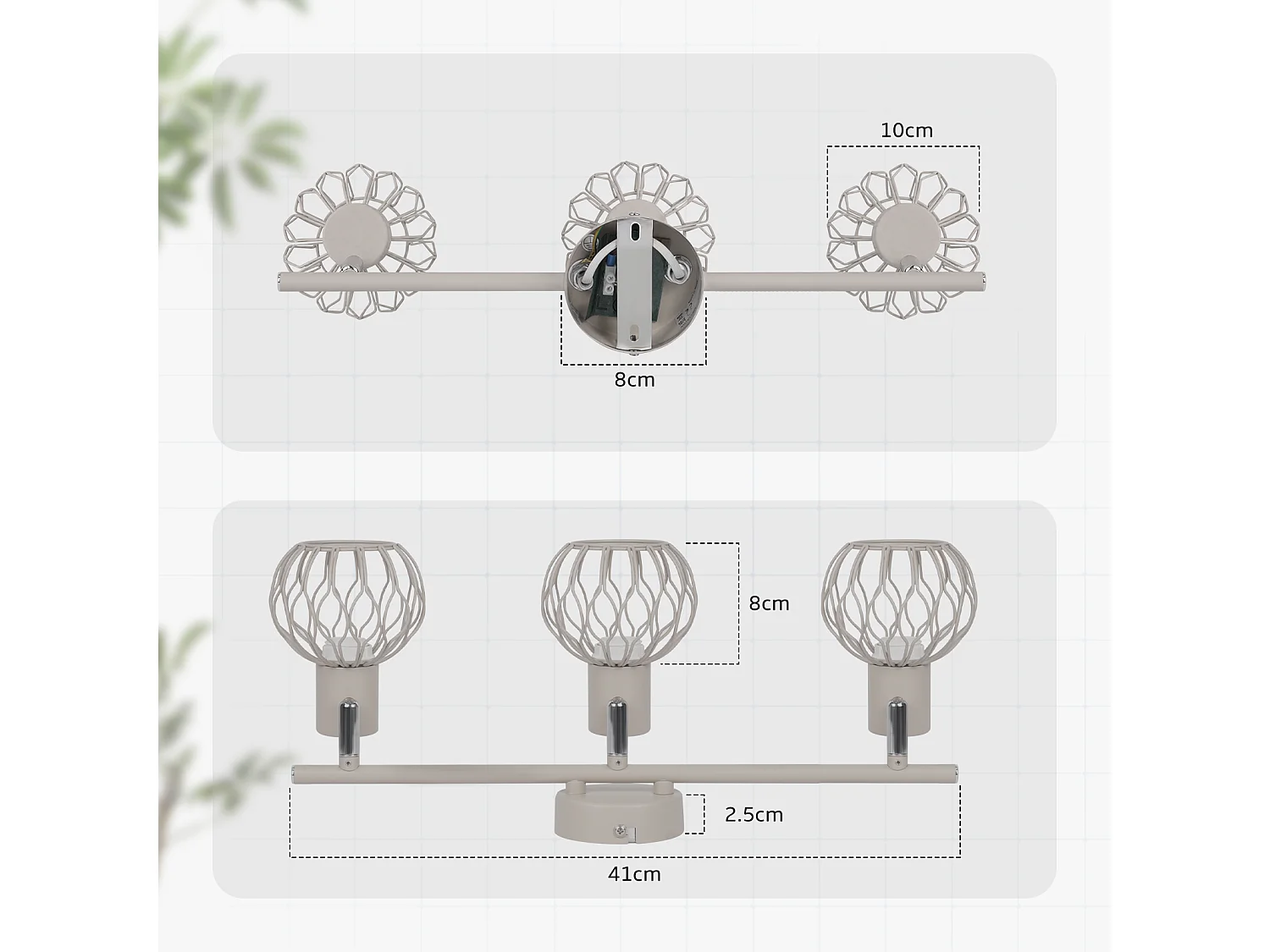 ZMH Spot de plafond gris à 3 lumières métal E14 orientable à 350° d'intérieur pour salon couloir (ampoules non incluses)