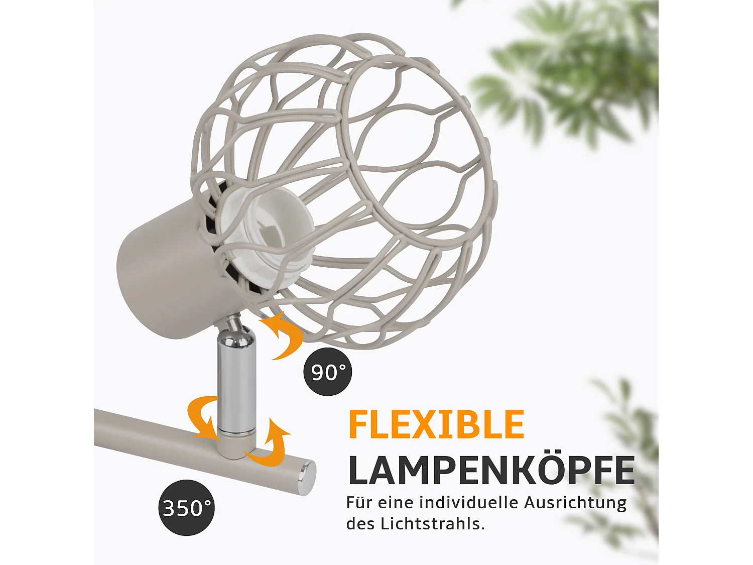 ZMH Spot de plafond gris à 3 lumières métal E14 orientable à 350° d'intérieur pour salon couloir (ampoules non incluses)