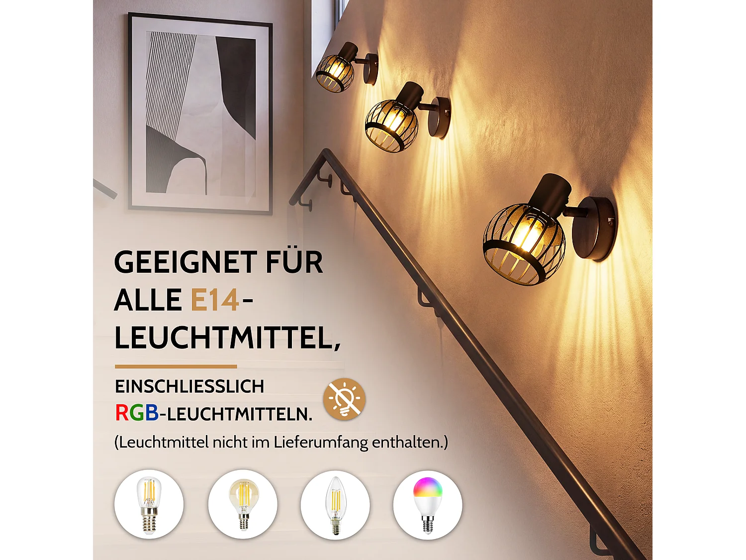 ZMH Spot de plafond noir à 1 lumières métal E14 orientable à 350° d'intérieur pour salon couloir (ampoules non incluses)