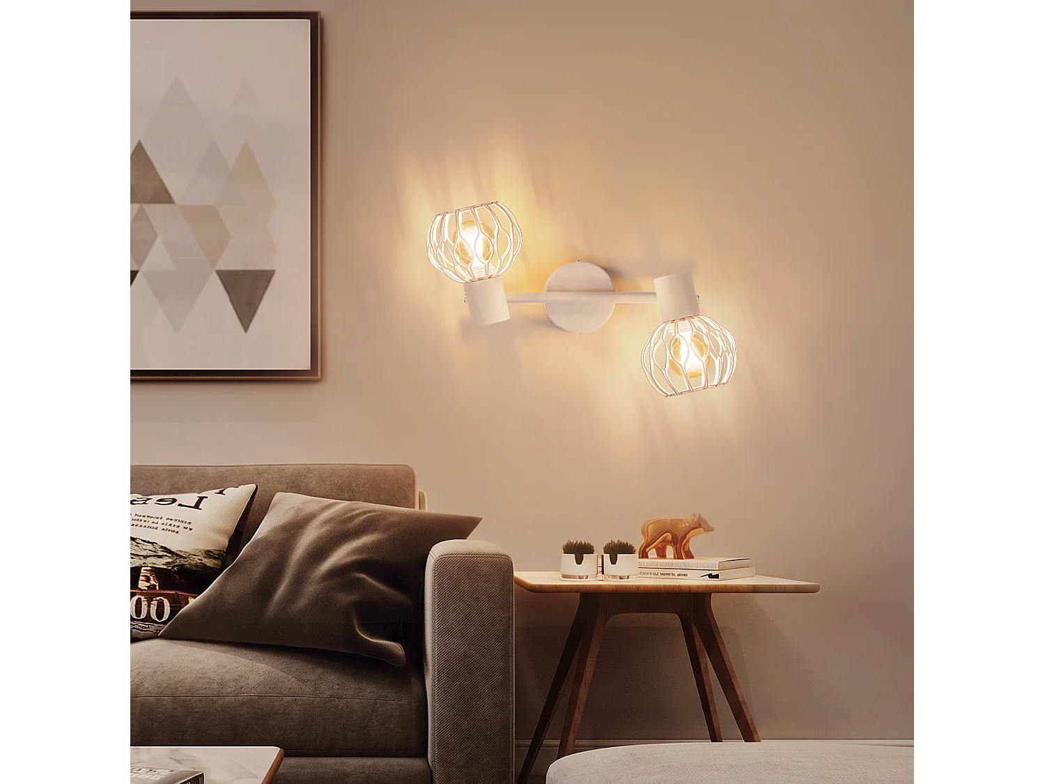 ZMH Spot de plafond blanc 2 lumières métal E14 orientable à 350° d'intérieur pour salon couloir (ampoules non incluses)