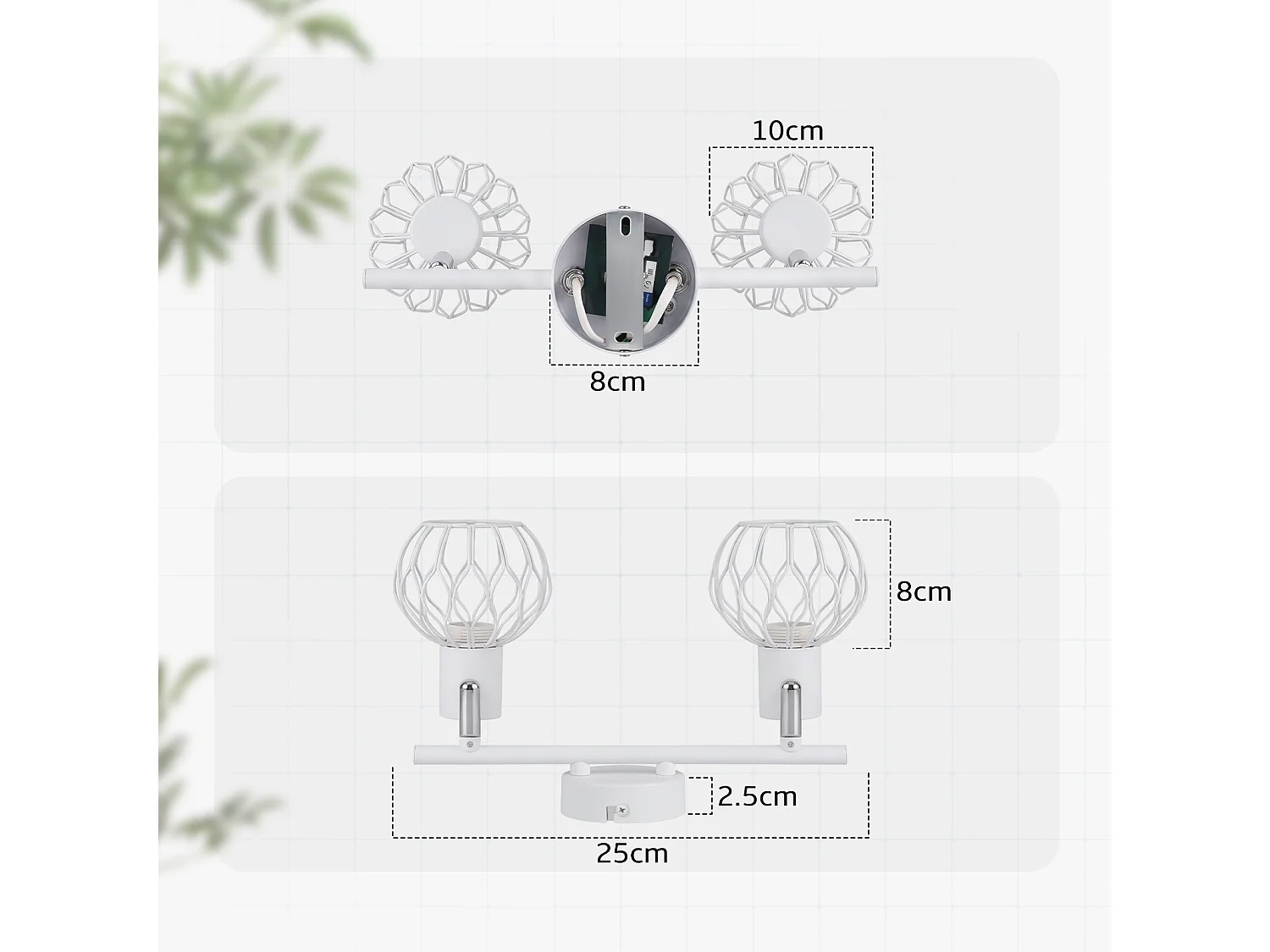 ZMH Spot de plafond blanc 2 lumières métal E14 orientable à 350° d'intérieur pour salon couloir (ampoules non incluses)